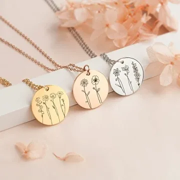 Anavia Multiple Birthday Month Flowers Necklace Personalized Gift
