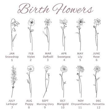 Anavia Multiple Birthday Month Flowers Necklace Personalized Gift