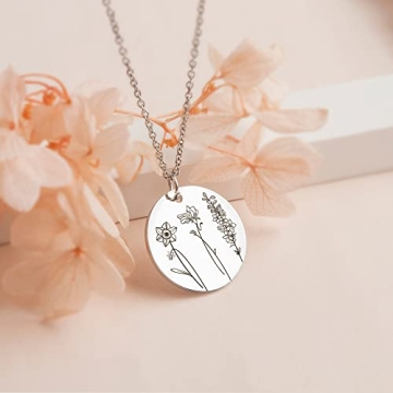 Anavia Multiple Birthday Month Flowers Necklace Personalized Gift