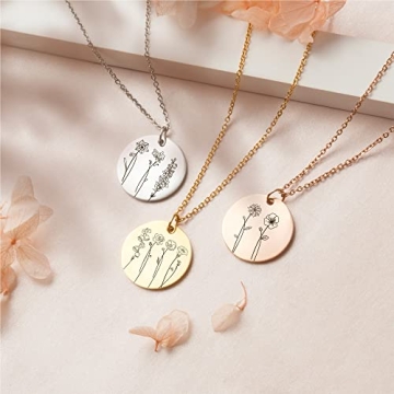 Anavia Multiple Birthday Month Flowers Necklace Personalized Gift