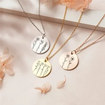 Anavia Multiple Birthday Month Flowers Necklace Personalized Gift