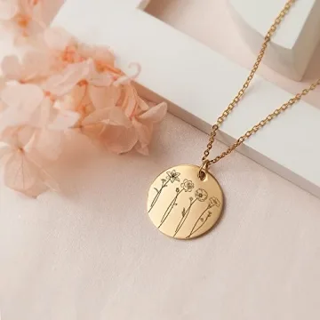 Anavia Multiple Birthday Month Flowers Necklace Personalized Gift