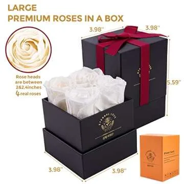 Impouo Preserved Rose,Gifts for Her, Birthday Gifts for Women, Gifts for Mom/Girlfriend/Wife/Grandma Christmas, Birthday, Valentine's Day - White Rose