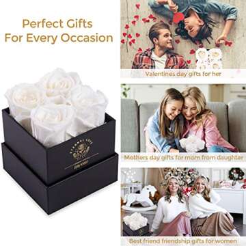 Impouo Preserved Rose,Gifts for Her, Birthday Gifts for Women, Gifts for Mom/Girlfriend/Wife/Grandma Christmas, Birthday, Valentine's Day - White Rose