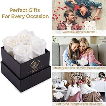Impouo Preserved Rose,Gifts for Her, Birthday Gifts for Women, Gifts for Mom/Girlfriend/Wife/Grandma Christmas, Birthday, Valentine's Day - White Rose