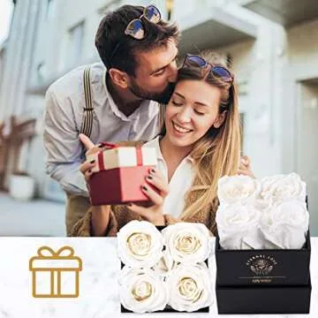 Impouo Preserved Rose,Gifts for Her, Birthday Gifts for Women, Gifts for Mom/Girlfriend/Wife/Grandma Christmas, Birthday, Valentine's Day - White Rose