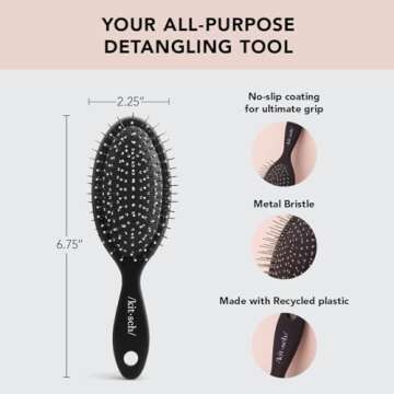 Kitsch Hair Brush, Mini Detangler Brush for Women & Kids, Travel Detangling Brush Suitable for All H...
