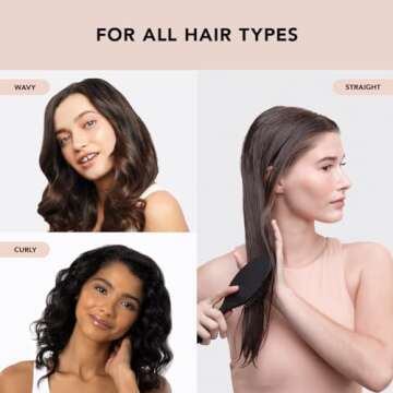 Kitsch Hair Brush, Mini Detangler Brush for Women & Kids, Travel Detangling Brush Suitable for All Hair Types, Hairbrush for Normal to Thick Hair, Black