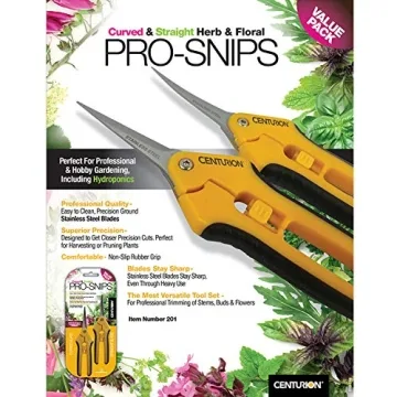 Centurion 201 Hand Pruner Pruning Shear Straight & Upward Curved Stainless Steel Blade Precision Snip (Yellow, 6.5 Inch, Set of 2)