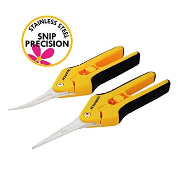 Centurion 201 Hand Pruner Pruning Shear Straight & Upward Curved Stainless Steel Blade Precision Snip (Yellow, 6.5 Inch, Set of 2)