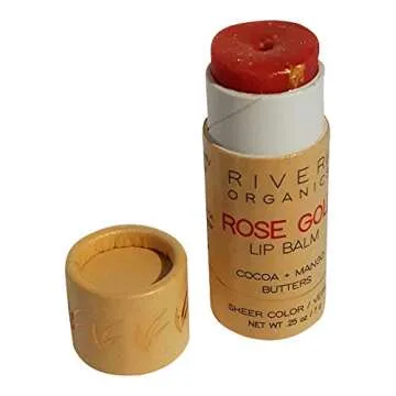 Natural Tinted Lip Balm | Vegan, Cruelty-Free, Hydrating Lip Care, by River Organics in "Bare", "Nude", "Rose-Gold" or our "Rouge". Eco-friendly packaging. 0.28 oz. Choose 1 from colors