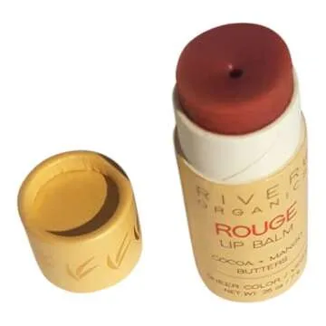 Natural Tinted Lip Balm | Vegan, Cruelty-Free, Hydrating Lip Care, by River Organics in "Bare", "Nude", "Rose-Gold" or our "Rouge". Eco-friendly packaging. 0.28 oz. Choose 1 from colors