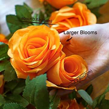 FiveSeasonStuff 29 Ft 4 Pack Rose Silk Flower Garland Artificial Flowers Decoration Hanging Floral Décor for Wedding Baby Shower Birthday Party Garden (Mandarin Orange)