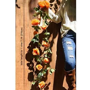 FiveSeasonStuff 29 Ft 4 Pack Rose Silk Flower Garland Artificial Flowers Decoration Hanging Floral Décor for Wedding Baby Shower Birthday Party Garden (Mandarin Orange)