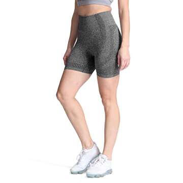 Aoxjox Seamless Workout Biker Shorts for Women High Waisted Exercise Athletic Gym Booty Running Yoga Short 5" (Vital Charcoal Grey Marl, Small)