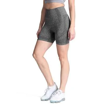 Aoxjox Seamless Workout Biker Shorts for Women High Waisted Exercise Athletic Gym Booty Running Yoga Short 5" (Vital Charcoal Grey Marl, Small)