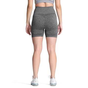 Aoxjox Seamless Workout Biker Shorts for Women High Waisted Exercise Athletic Gym Booty Running Yoga Short 5" (Vital Charcoal Grey Marl, Small)
