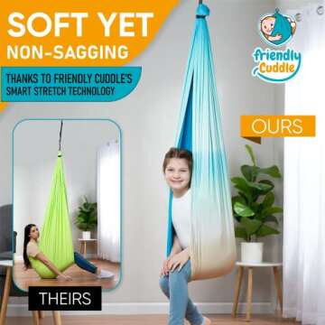 Sensory swing for kids & adults indoor or outdoor- Holds 300lbs, Double Layer, & 360 swivel, calming...