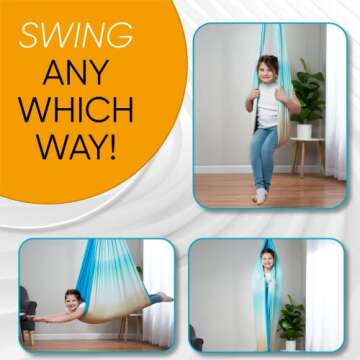 Sensory swing for kids & adults indoor or outdoor- Holds 300lbs, Double Layer, & 360 swivel, calming compression therapy swing, all hardware included -easy hang sensory hammock for kids, Sensory-Motor Toys & Gifts