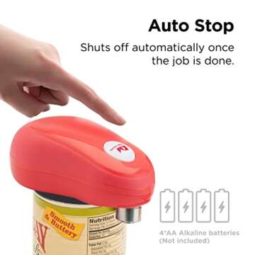 Kitchen Mama One Touch Can Opener: Open Cans with Simple Press of A Button - Auto Stop As Task Compl...