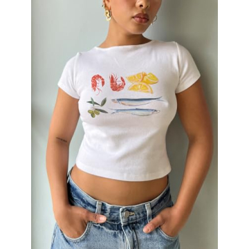 Vintage Y2K Baby Tees Women Stylish Soft Crop Tops