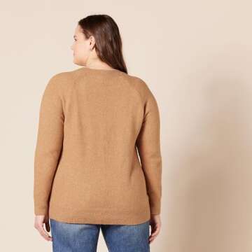 Amazon Essentials Women's Classic-Fit Soft Touch Long-Sleeve Crewneck Sweater, Camel Heather, Large
