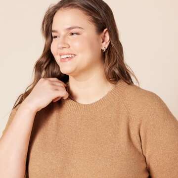 Amazon Essentials Women's Classic-Fit Soft Touch Long-Sleeve Crewneck Sweater, Camel Heather, Large