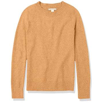 Amazon Essentials Women's Classic-Fit Soft Touch Long-Sleeve Crewneck Sweater, Camel Heather, Large