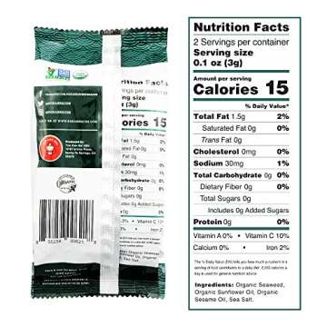 Seaweed Snacks - Seaweed Sheets - Dairy Free Snacks - Vegan Seaweed Snacks Organic - Seaweed Chips -...