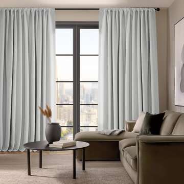HPD Half Price Drapes Faux Linen Textured Room Darkening Curtains for Bedroom 108 Inches Long (1 Panel), 100W X 108L Extra Wide Curtains for Living Room Home Decor, Oyster