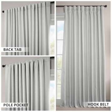 HPD Half Price Drapes Faux Linen Textured Room Darkening Curtains for Bedroom 108 Inches Long (1 Panel), 100W X 108L Extra Wide Curtains for Living Room Home Decor, Oyster
