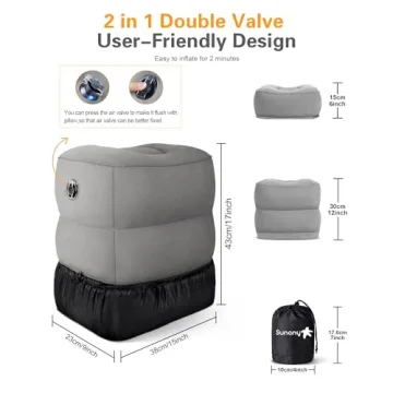 Sunany Inflatable Foot Rest Pillow Travel Office Home Comfort