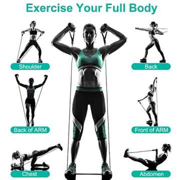 Taotique True Latex Resistance Bands, 150 LBS Portable Home Workout Exercise Bands with Handles, Door Anchor, Ankle Straps, Fitness Band for Men & Women, Physical Therapy, Shape Body, Musle Training