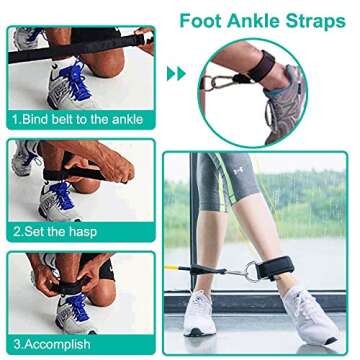 Taotique True Latex Resistance Bands, 150 LBS Portable Home Workout Exercise Bands with Handles, Door Anchor, Ankle Straps, Fitness Band for Men & Women, Physical Therapy, Shape Body, Musle Training