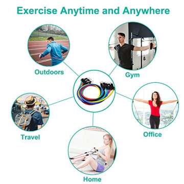 Taotique True Latex Resistance Bands, 150 LBS Portable Home Workout Exercise Bands with Handles, Door Anchor, Ankle Straps, Fitness Band for Men & Women, Physical Therapy, Shape Body, Musle Training