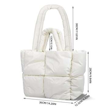 SADDROP Handbags for women,handbags,Large Puffer Tote Bag, Hobo bags for women，Trendy tote bag (White)