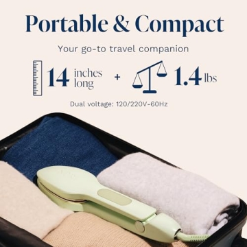 Nori Press Travel Steam Iron | Handheld Iron With Steam | No Ironing Board Required | Easy to Use w/ 6 Fabric Settings | Optional Steam Feature | Removes Wrinkles | Green