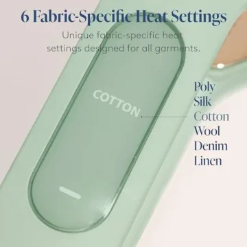 Nori Press Travel Steam Iron | Handheld Iron With Steam | No Ironing Board Required | Easy to Use w/ 6 Fabric Settings | Optional Steam Feature | Removes Wrinkles | Green