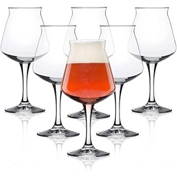 Rastal Teku 3.0 Tulip Craft Beer Glasses - Elegant Italian Made Set of 6, 14.2oz