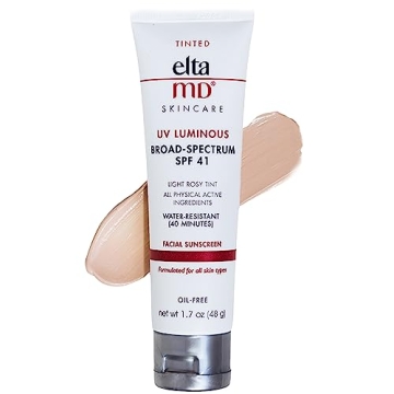 EltaMD UV Luminous Tinted Face Sunscreen and Primer, SPF 41 Rosy Tinted Mineral Sunscreen with Zinc ...