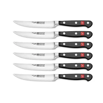 Wusthof Classic Six Piece Steak Knife Set, One Size, Black, Stainless Steel