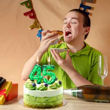 Conelist Number 4 Cartoon Turtle Theme Birthday Candle Green Turtle Candle Numeral Cake Topper for Kids Boys Girls Theme Birthday Decoration Supplies