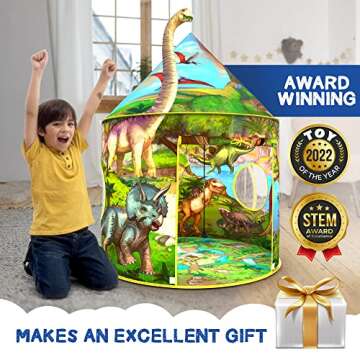 Dinosaur Play Tent | Realistic Dinosaur Design Kids Pop Up Play Tent for Indoor and Outdoor Fun, Ima...