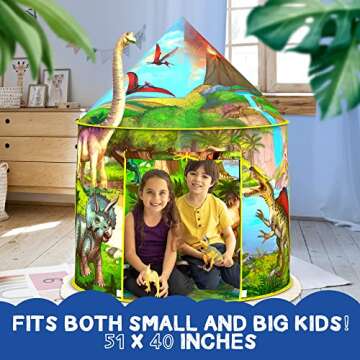 Dinosaur Play Tent | Realistic Dinosaur Design Kids Pop Up Play Tent for Indoor and Outdoor Fun, Imaginative Games, Toys & Gift | Foldable Playhouse + Storage Bag for Boys & Girls