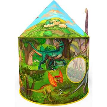 Dinosaur Play Tent | Realistic Dinosaur Design Kids Pop Up Play Tent for Indoor and Outdoor Fun, Imaginative Games, Toys & Gift | Foldable Playhouse + Storage Bag for Boys & Girls
