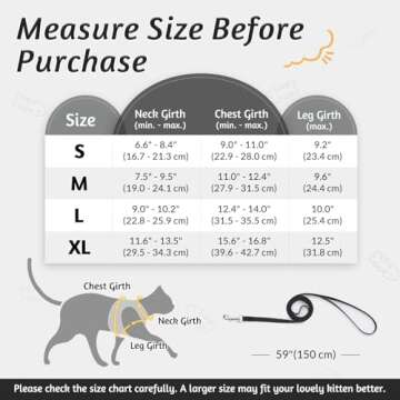 rabbitgoo Cat Harness and Leash Set for Walking Escape Proof, Adjustable Soft Kittens Vest with Refl...
