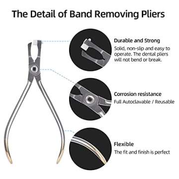 Orthodontic Band Removing Plier, Molar Band Remover Forceps with White Removable Cap, Used for Bracket, Bands, Wire, Banded Device Removal - Dental Surgical Tools Instrument Bracket
