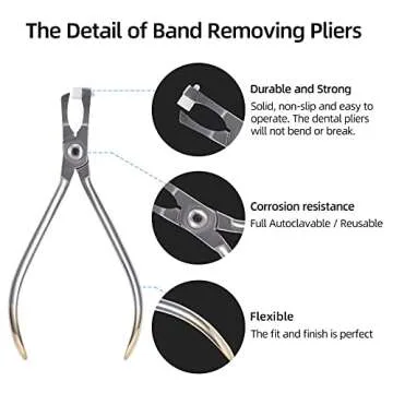 Orthodontic Band Removing Plier, Molar Band Remover Forceps with White Removable Cap, Used for Bracket, Bands, Wire, Banded Device Removal - Dental Surgical Tools Instrument Bracket