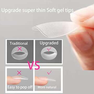 Square Nail Tips - EJIUJIUO 240 Pcs Medium Soft Gel Nail Tips Full Cover Matte Acrylic Nail Tips Pre...
