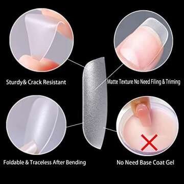Square Nail Tips - EJIUJIUO 240 Pcs Medium Soft Gel Nail Tips Full Cover Matte Acrylic Nail Tips Press On Nail Tips For Women Girls Square Acrylic False Nails for Nail Extension,15 Sizes with Case